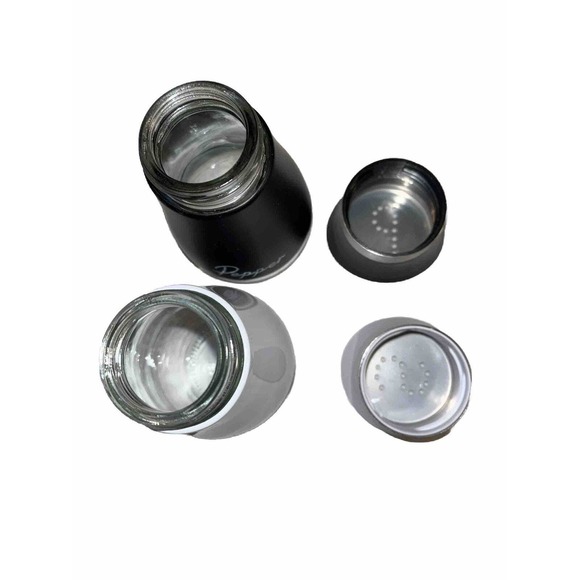 Salt and Pepper Shakers Set Stainless Steel with Glass with holder set 2 - Picture 5 of 5